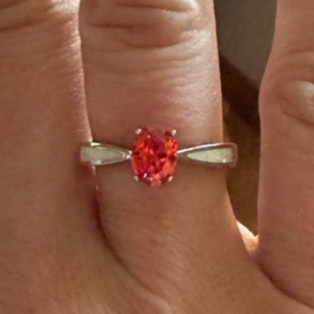Sterling Silver Garnet Opal Ring - image 3